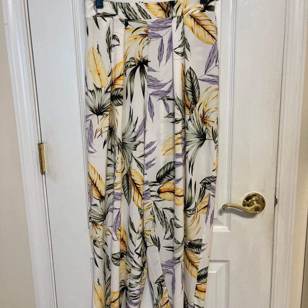 Floral Print Wide-Leg Pants